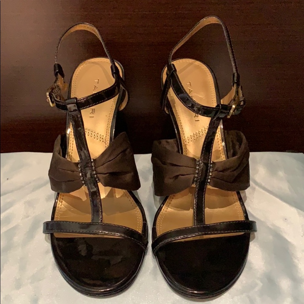 Tahari Brown Patent Leather Sandals